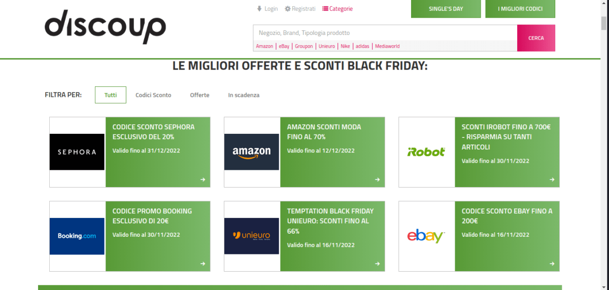 black friday 2022 discoup sconti coupon offerte